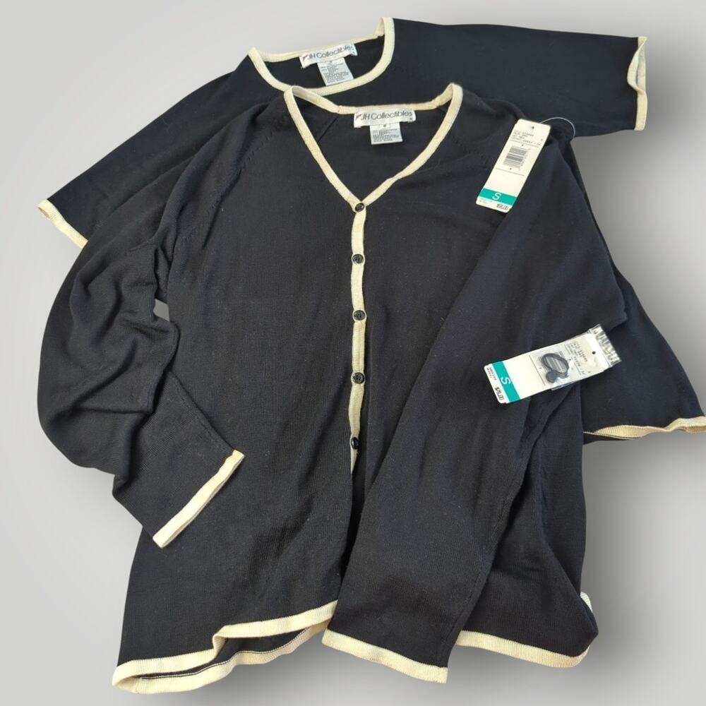 NWT Set VTG JH Collectible S Last Tango Knit Top Cardigan Onyx Cream Hong Kong
